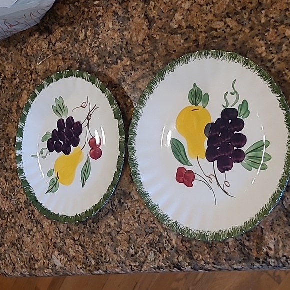 2 Plates Fruit Fantasy Blue Ridge Hand painted Southern Potteries - Picture 1 of 5